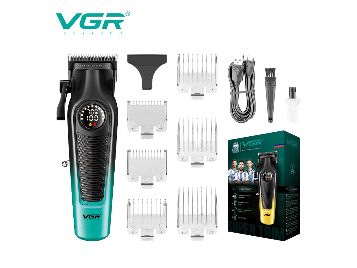 Cortapelos eléctrico con cuerpo degradado y pantalla LCD digital MDUG (verde)