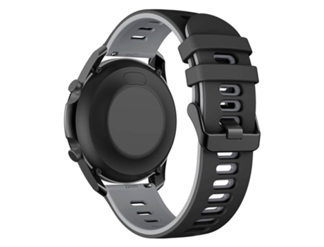 Correa de Silicona bicolor 22mm para Samsung Galaxy Watch3 45mm/Huawei Watch 3/Garmin Forerunner 255/Apex 46mm - negro/gris