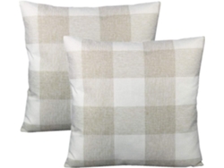Fundas De Almohada Cuadradas De 50 X 50 Cm, Cuadros Rústicos Beige Y Blanco, Pack De 2