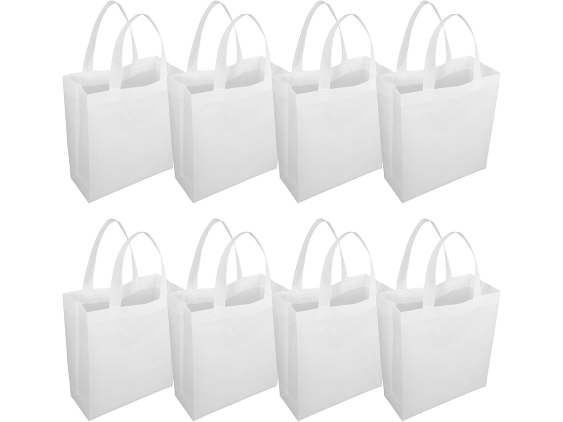 Bolsas De Compra Reutilizables De Tela No Tejida Nuobesty, Blancas, 25x30x10 Cm, Paquete De 30 Unidades Con Asas.