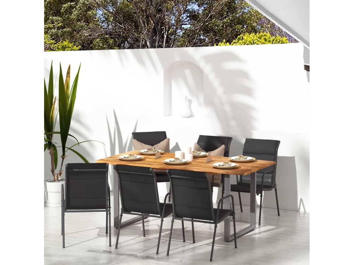 Sillas de jardín (6 unidades, acero y textileno negro) Dkd Home Decor