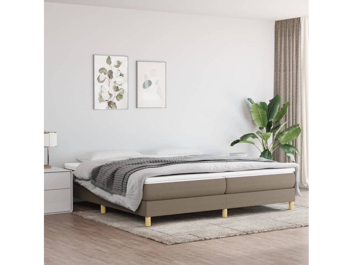 Cama Sin Colchón Tela Gris Taupe 200x200 Cm