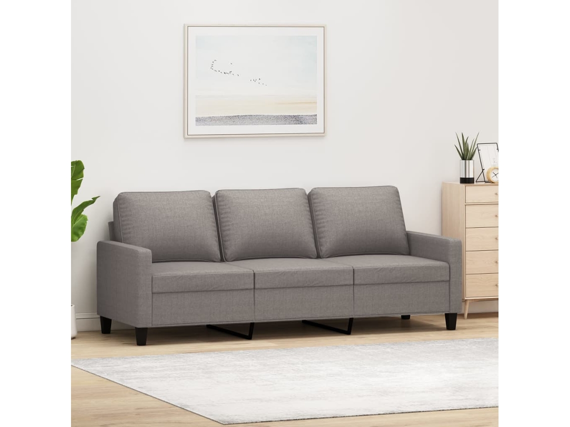 Sofá De 3 Plazas De Tela Gris Taupe 180 Cm