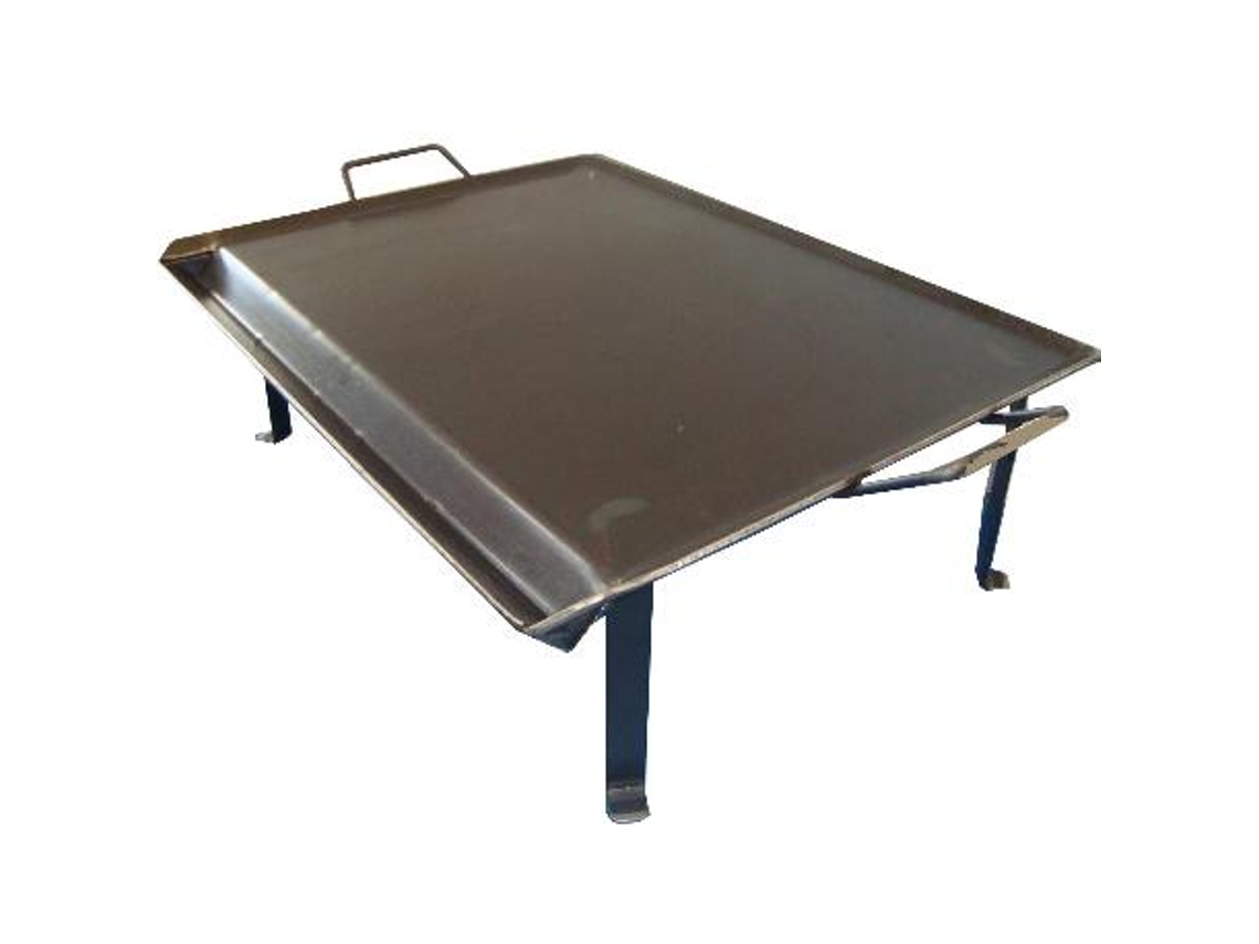 Plancha asar acero 4 mm+2 asas metal+patas con vertegrasas 50x33