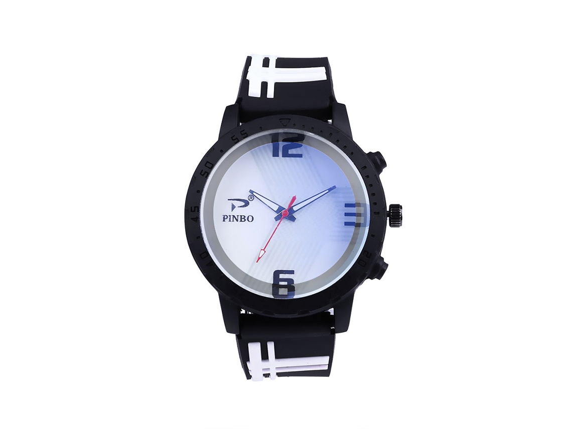 Reloj De Pulsera Unisex De Cuarzo Con Correa De Silicona Para Deportes Al Aire Libre P04-1 Blanco