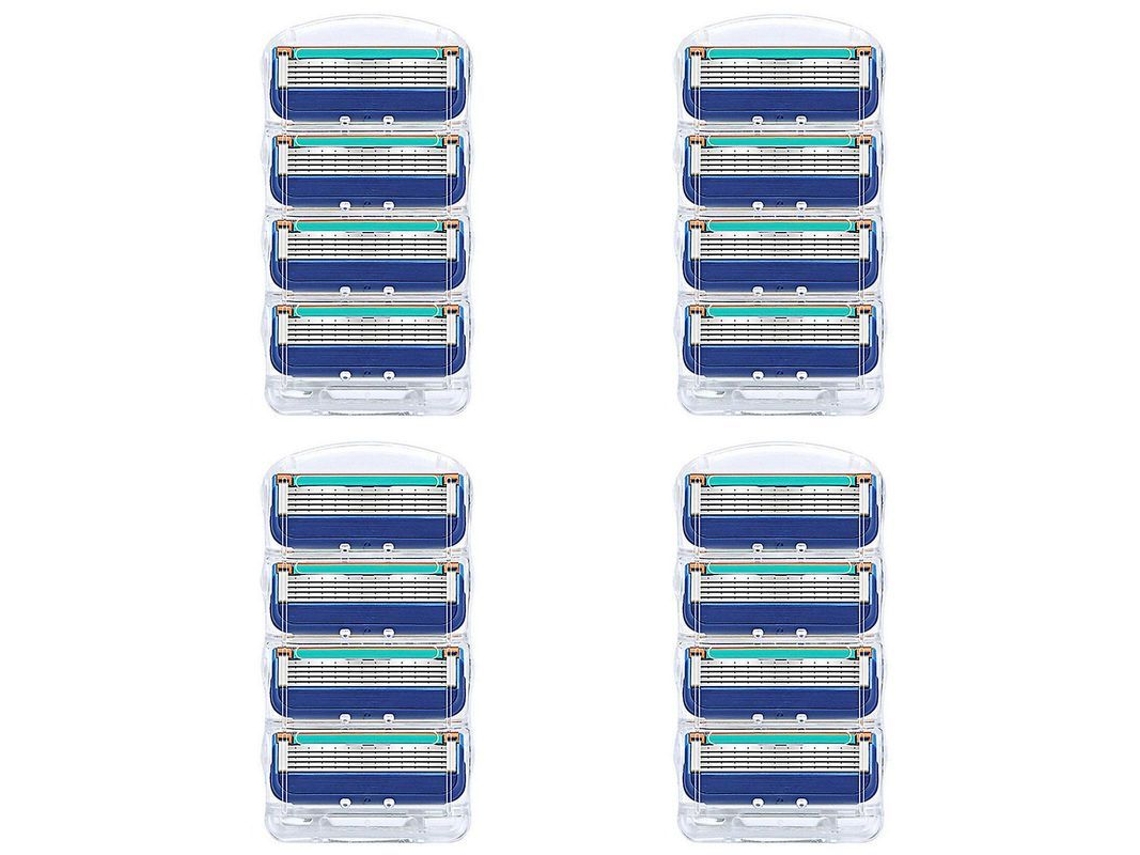 Paquete De 16 Recambios De Cuchillas De Afeitar Gillette Fusion De 5 Capas Para Hombre, Color Naranja, Con Protección Para La Piel.
