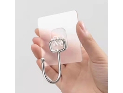 10 Ganchos Adhesivos Transparentes Para Baño Cocina Exterior, Acero Inoxidable, 7*7cm, Sin Taladrar