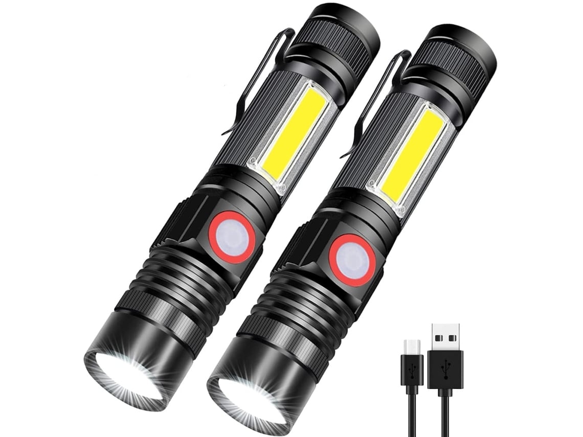 Linternas LED recargables Linterna magnética Linterna táctica superbrillante con luz lateral Recargable por USB Con zoom Impermeable Dágu Yunzii