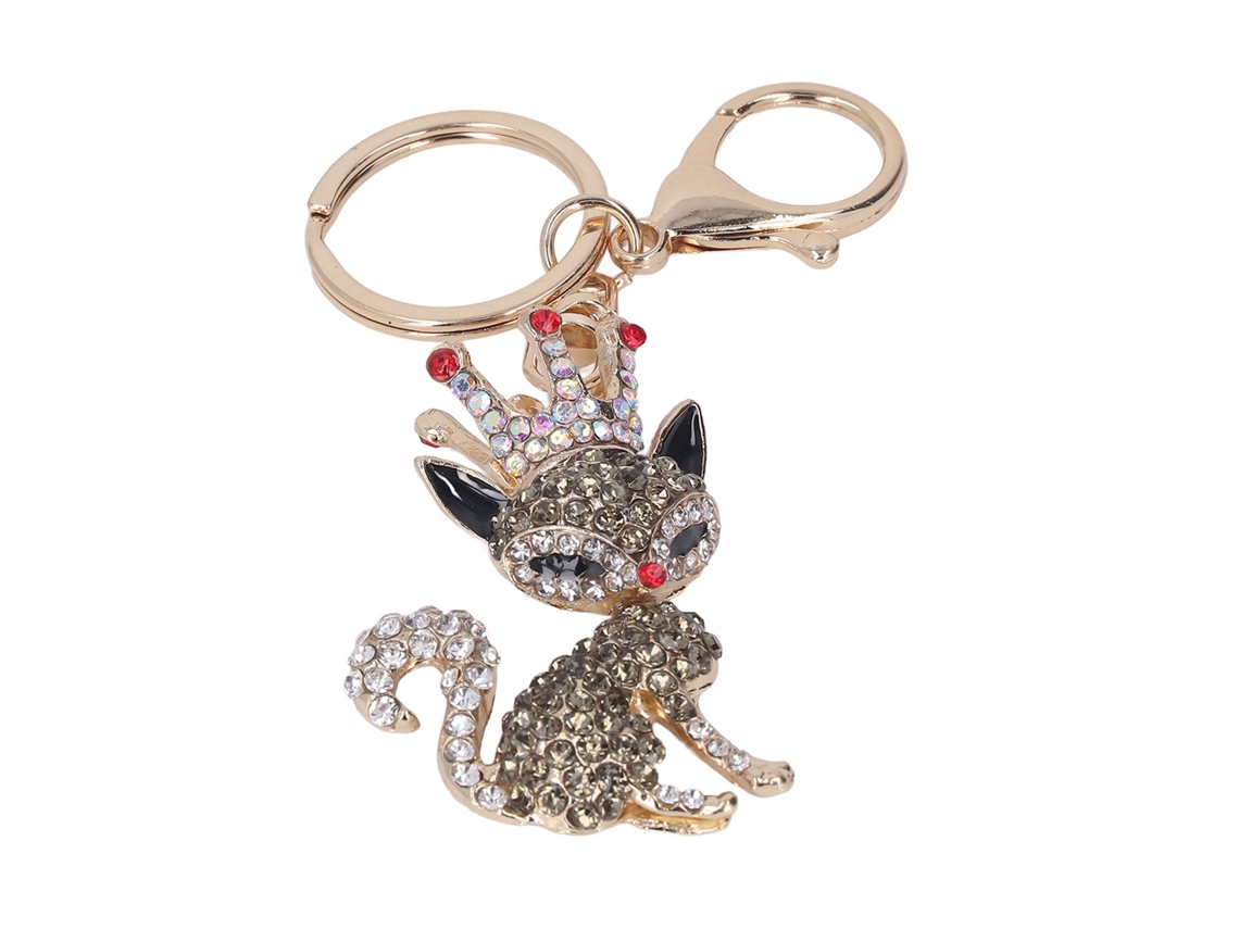 Llavero Pequeño De Zorro En Aleación De Zinc Con Brillantes Diamantes De Imitación Para Bolsos Y Mochilas.