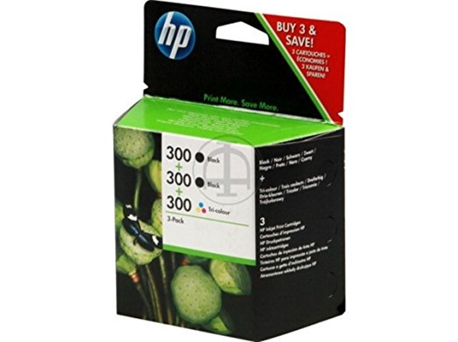 Pack 3 cartuchos de tinta Original HP 300 Negro , Tricolor