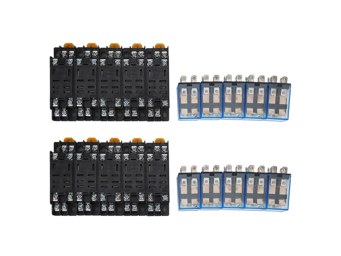 10 Juegos De Relés De Potencia De 8 Pines Con Base Y Bobina De 12 V Cc Ly2nj Para Equipos Eléctricos Universales.