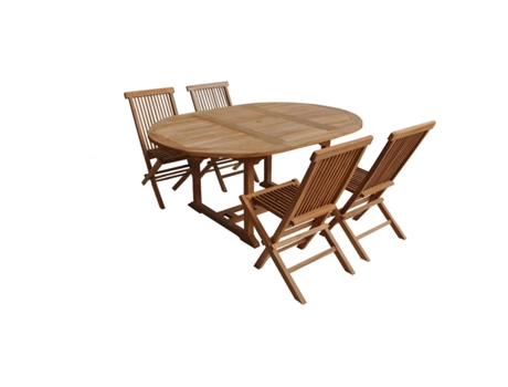 Juego Mesa Y Sillas Jardín Teca Ovalada - Conjunto Mesa Y Sillas Jardín - 1_And_4 SALENTO