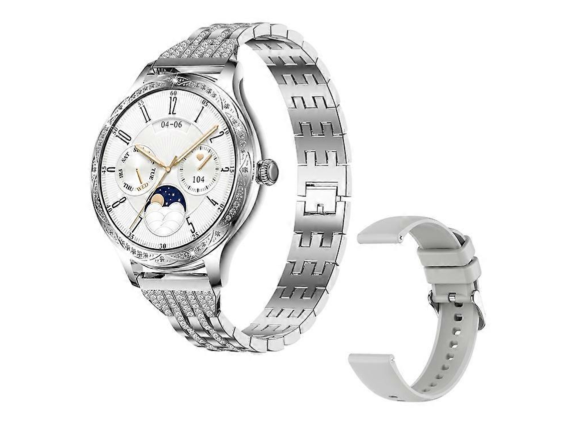 Reloj inteligente Ak60 con correa de acero y silicona para mujer, monitor de salud, llamadas Bluetooth, pulsera inteligente Ly Ebike
