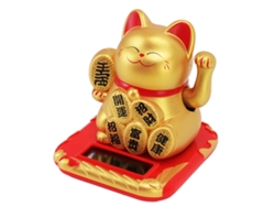 Lámpara LED decorativa para exteriores con diseño de gato solar saludable y buena suerte.