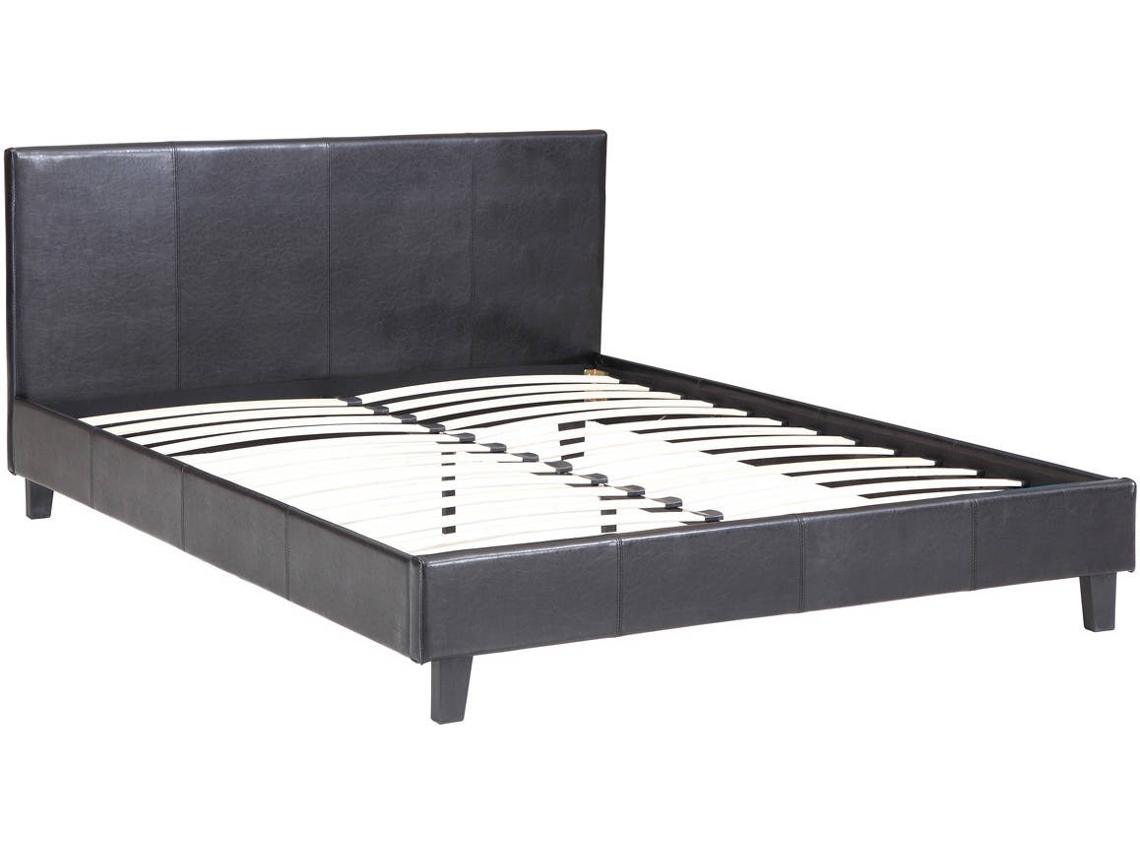 HABITAT ET JARDIN Cama Lina Negro (160x200 cm - Madera y PU)