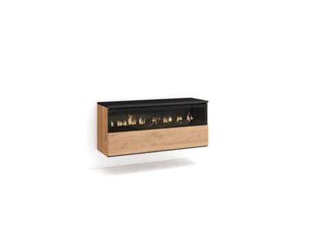 Chimenea eléctrica LED 102x45x35cm 1 Hueco 1 Puerta Colgado Suspendido Roble y negro