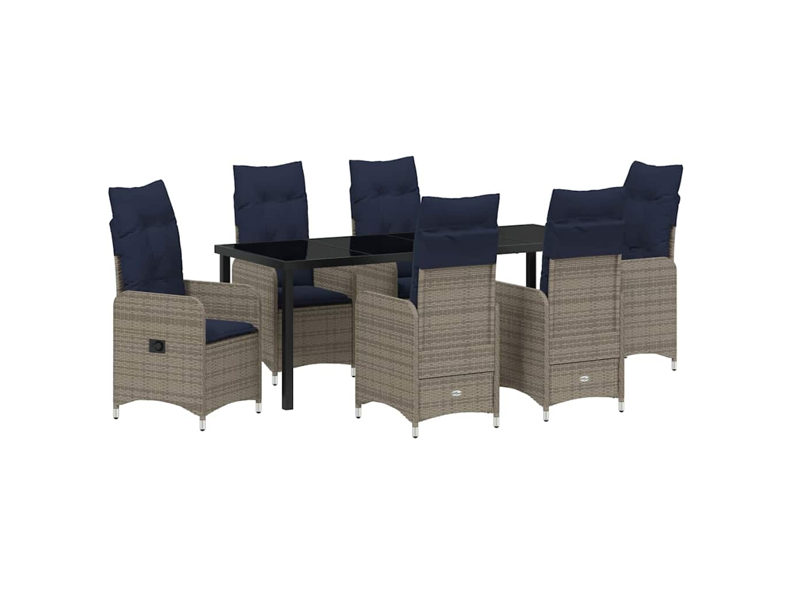 Maison Exclusive - Conjunto De Comedor De Jardín 7 Pcs Negro Ratán Sintético