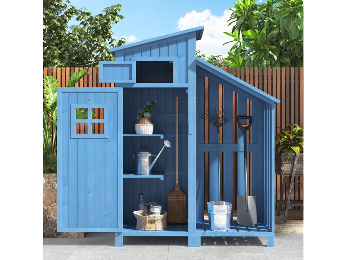 Casita De Jardín Pequeña De Madera Azul, 124x46x174cm