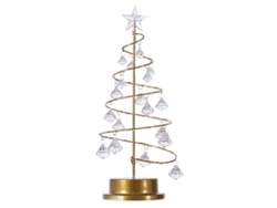 Lámpara De Mesa Decorativa Con Forma De Árbol De Navidad De Cristal Y Colgante De Acrílico, Luz Blanca Cálida.