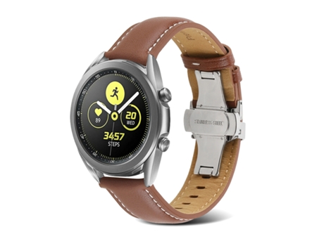 Correa de reloj inteligente para Huawei Watch GT 3 Pro 22 mm con hebilla de mariposa y costura de cuero genuino (marrón)
