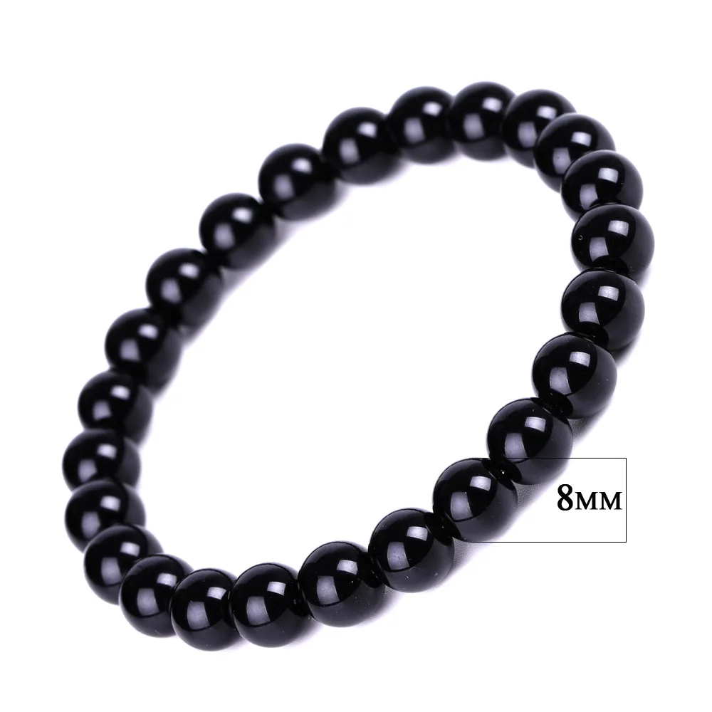 Pulsera Tibetana Budista De Obsidiana (8 Mm X 21 Cm) Para Hombres Y Mujeres, Amuleto, Brazalete De La Suerte.