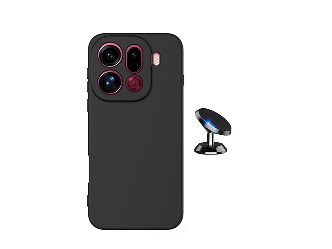 Kit Suporte Magnético Capa Silicone Líquido Phonecare Para Oppo Find X9 Pro - Preto