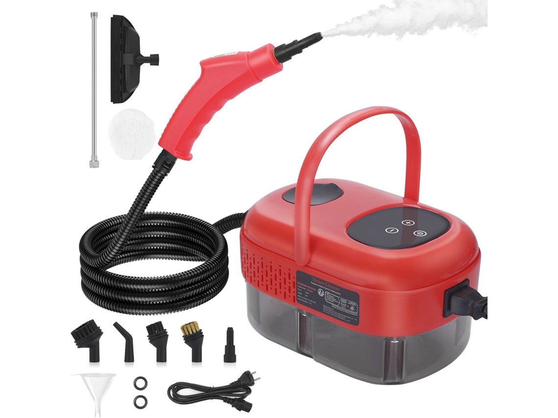 Limpiador A Vapor Con Pantalla Táctil De 2500 W, Gran Capacidad De 1000 Ml, Con 5 Boquillas Diferentes (rojo) Chrui