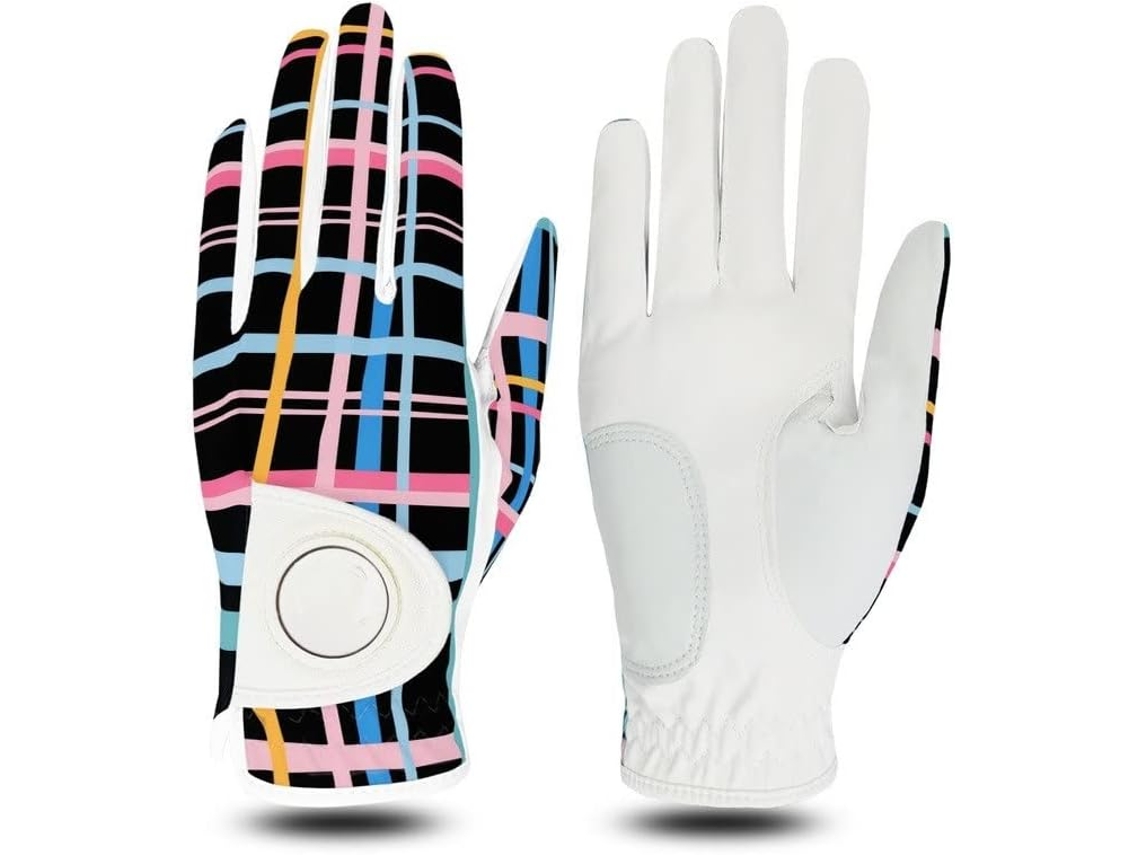 Luvas de Golfe em Couro Genuíno, Estampadas, Tamanhos P, M S/MARCA