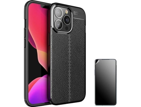 Carcasa + Protector iPhone 13 Pro Rugged Leather Negro
