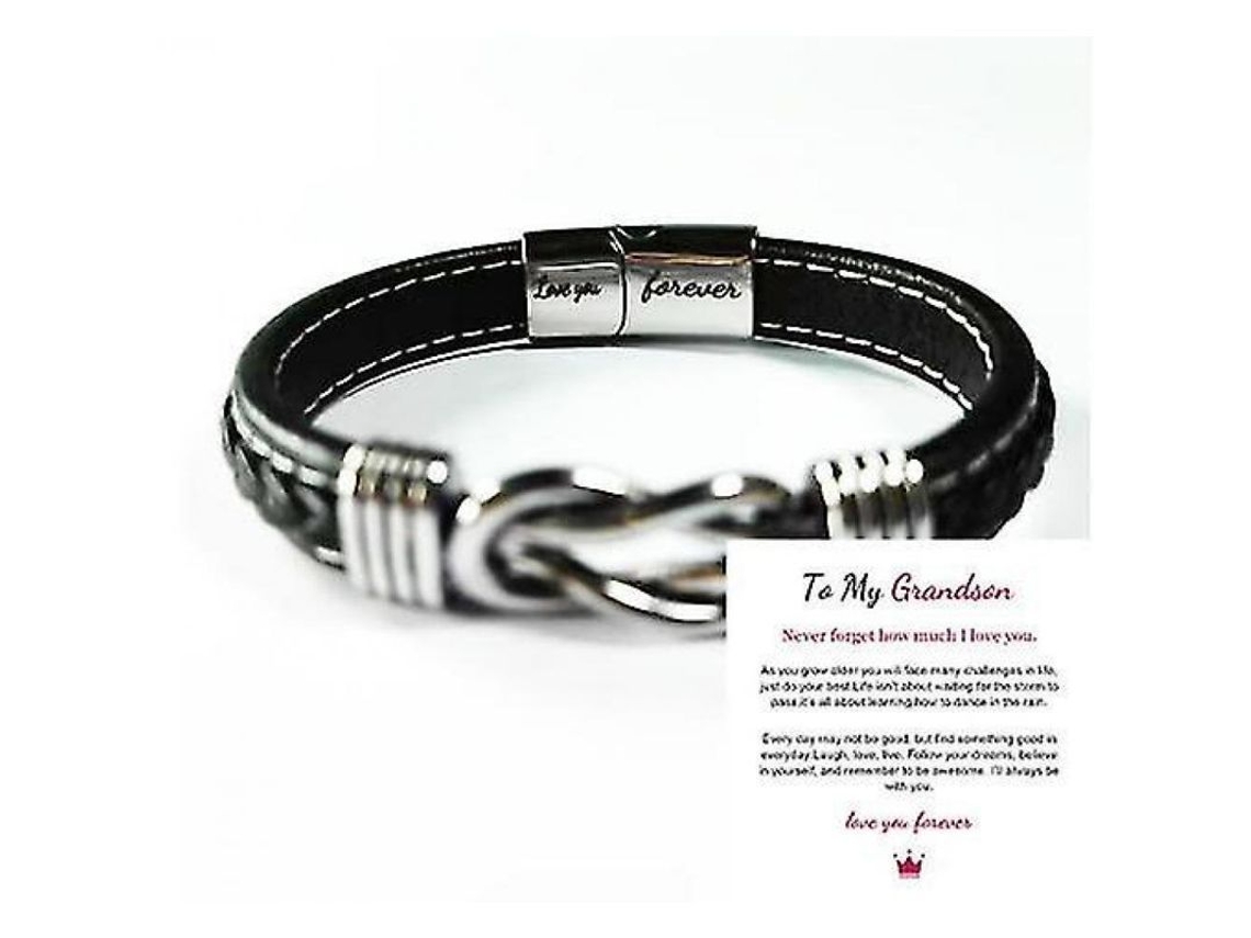 Pulsera De Cuero Trenzado Para Mi Hijo Y Nieto Con El Mensaje "te Amo Para Siempre" Pulsera Para Hombre Crs