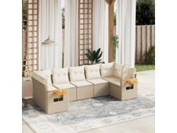 Conjunto de 7 sofás de jardín con cojines de mimbre beige de Dkd Home Decor