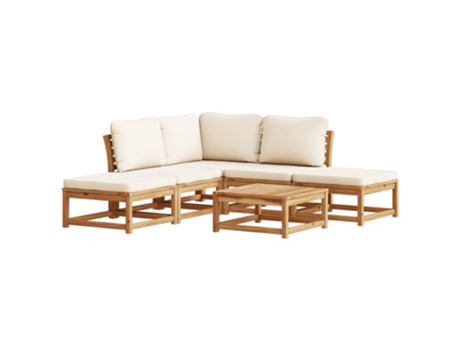 Conjunto 6 de muebles jardín VIDAXL con cojines madera maciza acacia