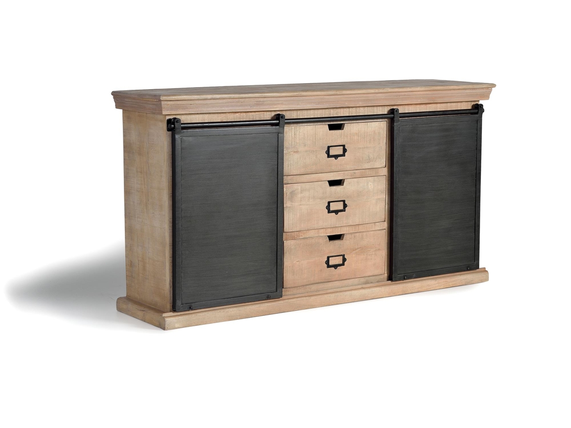 Aparador industrial madera de mango y detalles metal negro Multicolor.GINER Y COLOMER 85x40x160