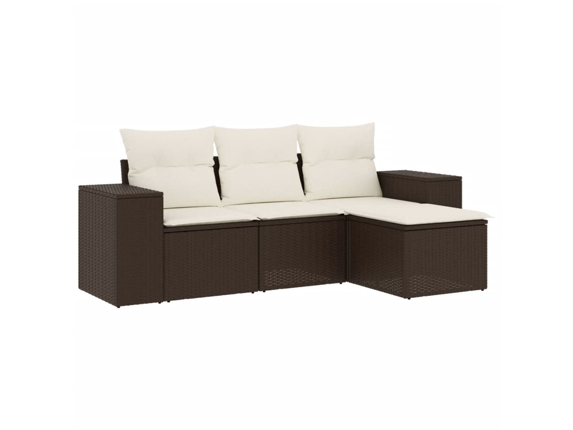 Maison Exclusive - Set De Sofás De Jardín 4 Pzas Y Cojines Ratán Sintético Marrón