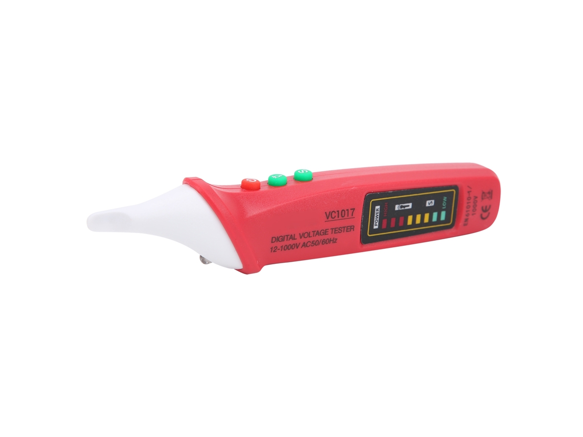 Lápiz de prueba eléctrica digital inteligente VC1017 con pantalla para detección de voltaje CA y linterna LED.