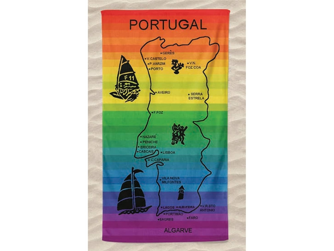 Toalla De Playa De Algodón Mapa Portugal Colorido