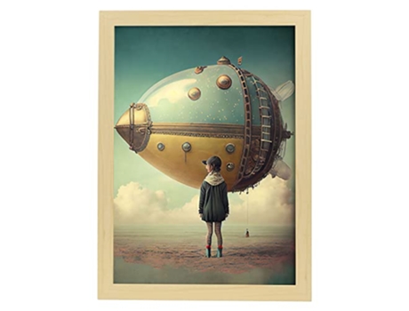 NACNIC Poster Barco Misil En Estilo Surrealismo Cinematográfico Ilustraciones Y Grabados De Historieta Abstracta Y Artística A4 Marcos Madera