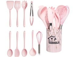 10 Piezas De Utensilios De Cocina De Silicona Utensilios De Cocina Antiadherentes Resistentes Al Calor Rosa Gertiz