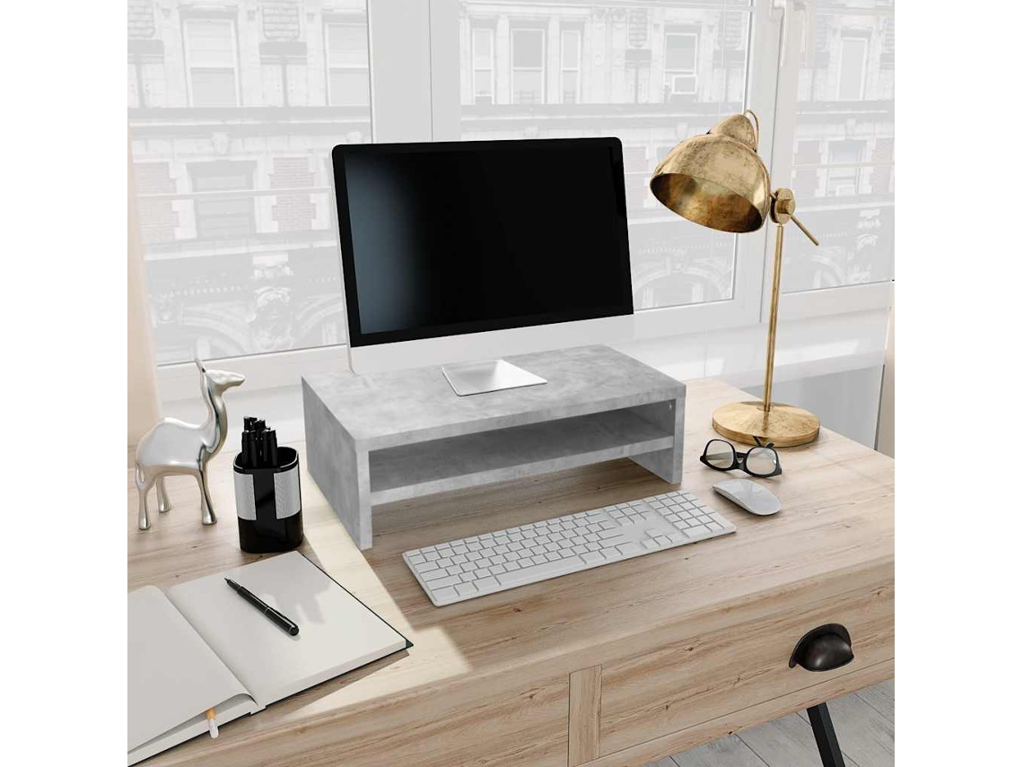 Soporte para Monitor 42x24x13 Cm Contrachapado Gris Cemento