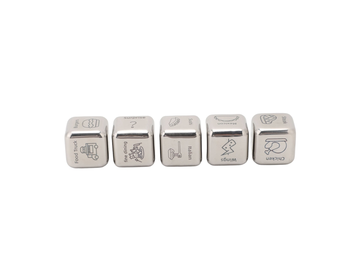 Ats-5pcs Dados De Decisão Alimentar 30 Padrões Comida Planejador De Refeições Metal Para Parejas Noche De Cita