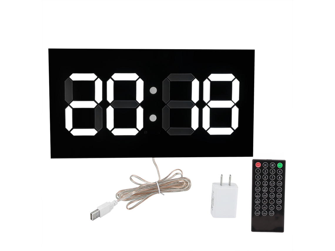 Reloj De Pared Electrónico 3d Con Control Remoto, Pantalla Grande De 14 Pulgadas, Dígitos Blancos.