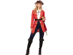 Disfraz de Capitana Pirata roja con cinturón para mujer