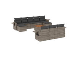 Maison Exclusive - Set De Sofás De Jardín 11 Pzas Y Cojines Ratán Sintético Gris
