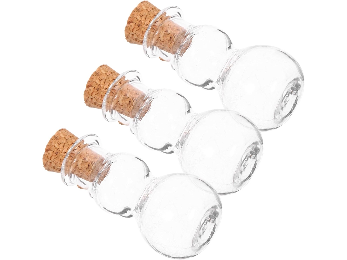 Botellas Vidrio Transparente 3 Piezas Tapones Corcho Mensajes Personalizados Decoración Hogar Colgantes