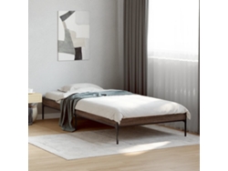 Estructura Cama Madera Ingeniería Metal Marrón Roble 100x200 Cm