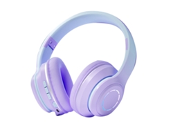 Fone De Ouvido Gamer Sem Fio Bt5.2 Com Almofadas Macias Luzes Coloridas Para Desktop Laptop Roxo
