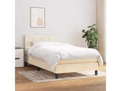 Cama Box Spring Con Colchón Tela Color Crema 80x200 Cm