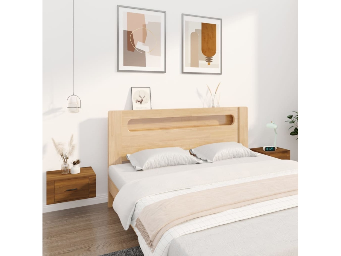 Mesitas de Noche de Pared 2Pzs 50X36X25 Cm Roble Marrón
