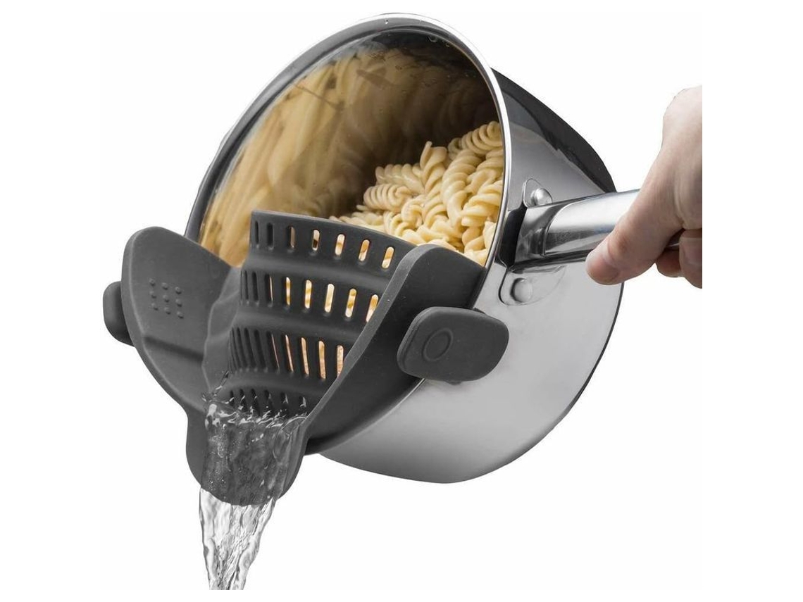 2026da-colador Ajustable De Silicona Para Colar Pasta Y Líquidos, Clip Universal, Color Gris Oscuro