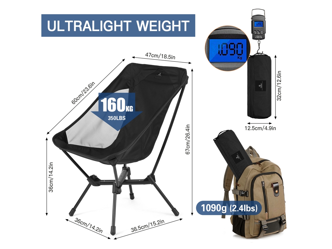 Silla de camping plegable ultraligera ajustable